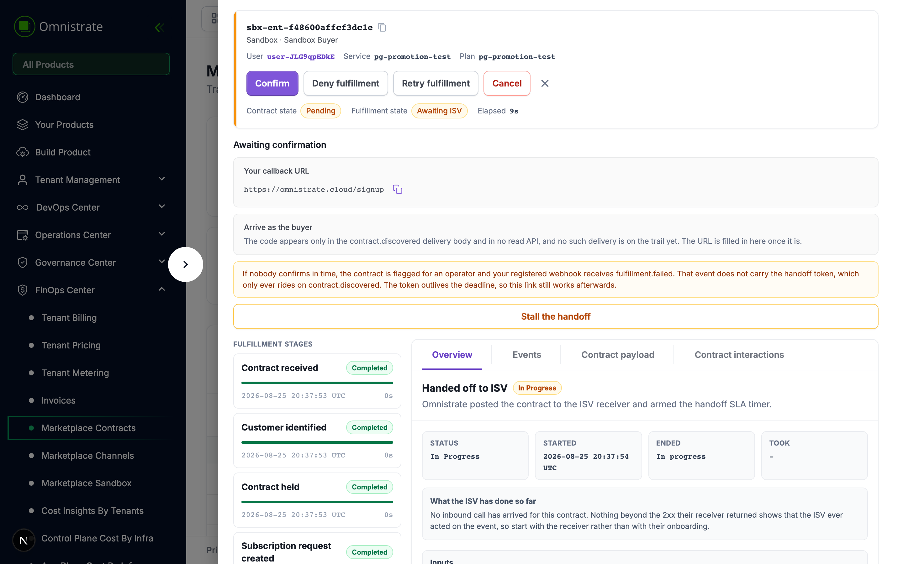 A contract's fulfillment stages