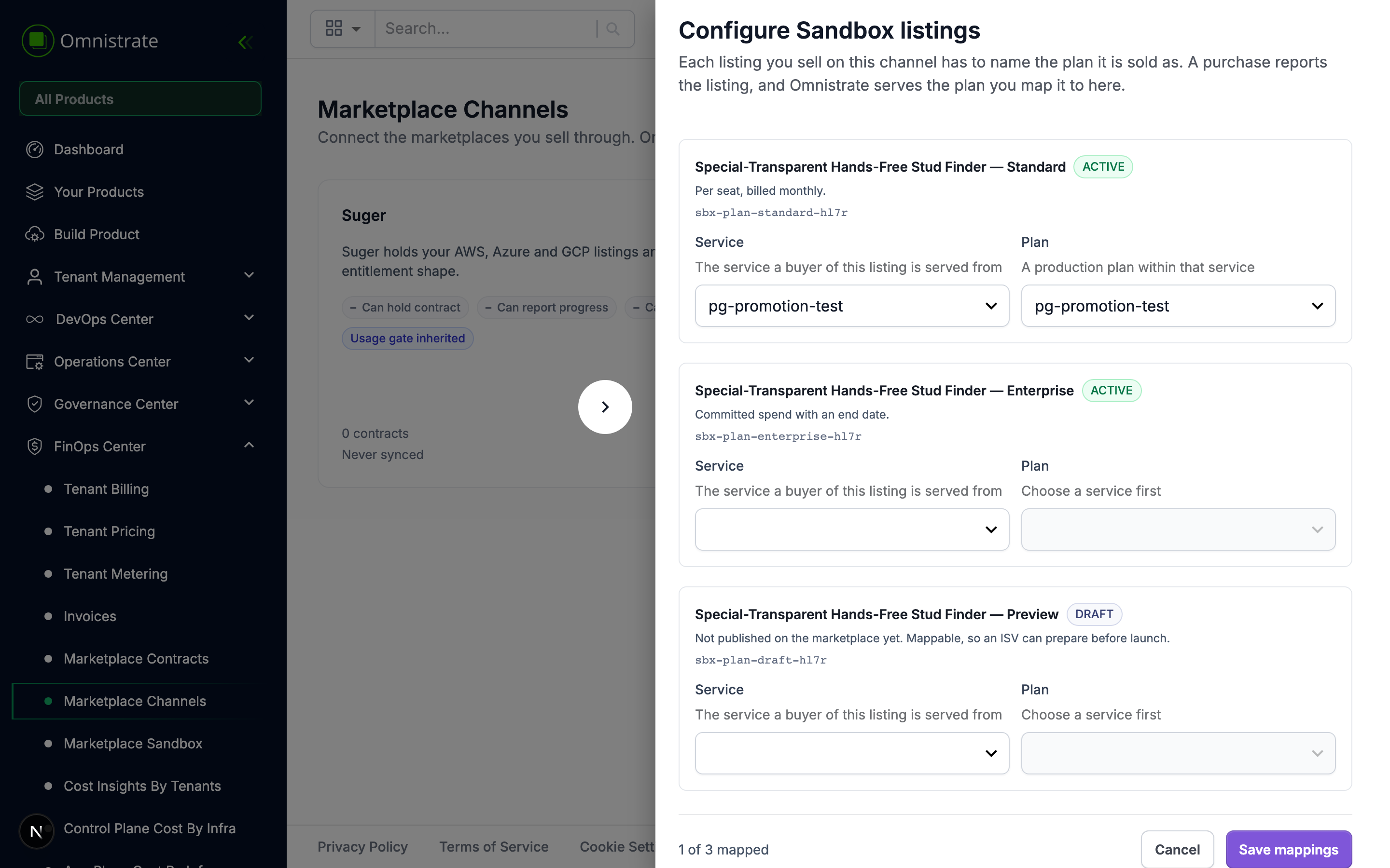 Mapping a listing to a SaaS Product and a plan